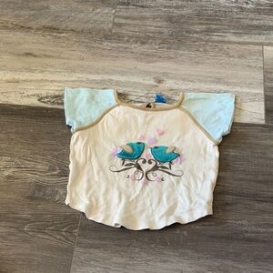 Please Mum Kids‎ Blue and Cream Bird Print Shirt